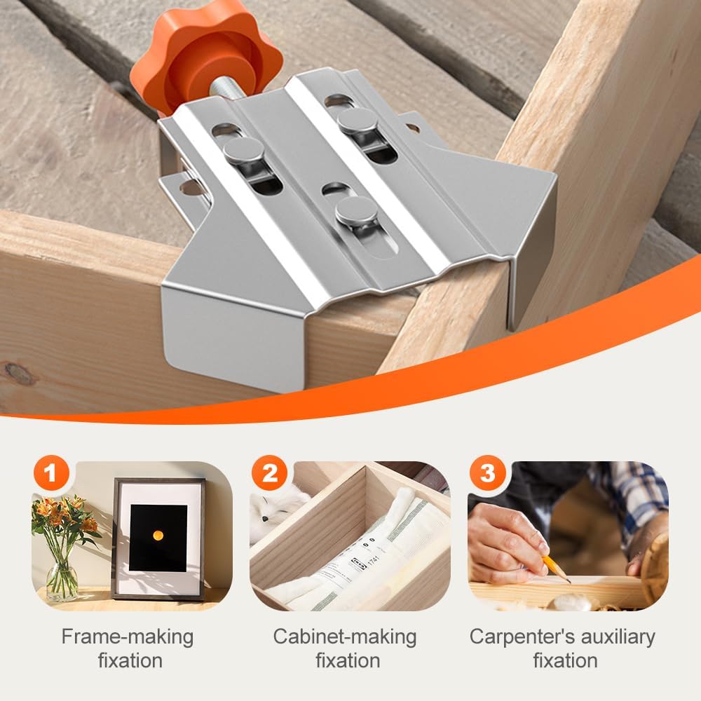 Quick Right Angle Fixing Clip, Multipurpose Stainless Steel 90° Degree Corner Clamp for Woodworking, T-shaped Right Angle Clamping Tool with