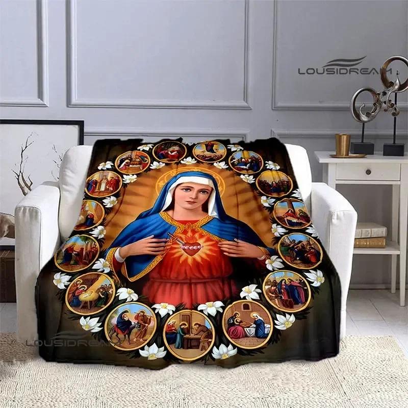 Virgin Mary Faith Print Blanket Flannel Soft Comfort Blanket Home Travel Blanket Kids Warm Blanket picnic blanket birthday gift