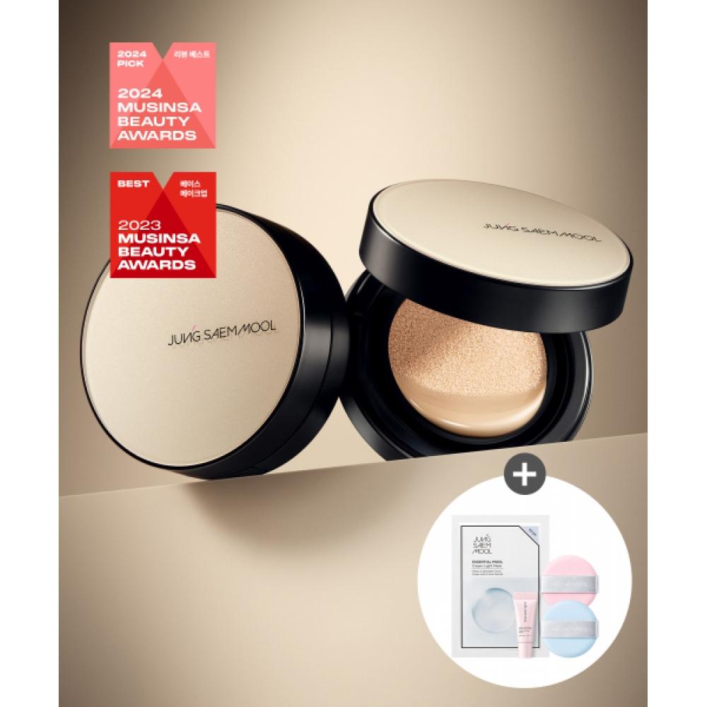 

Jungsaemmool Essential Skin Nude Cushion With Refill 2 Cushion Puffs Spring Edition + Tone Up Sun Base 3ml + Free Water Cream Light Mask CREAM PINK SET