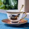 Set di Tazza e Sottotazza da Caffè in Porcellana Ossea Placcata Oro Cavallo di Lusso