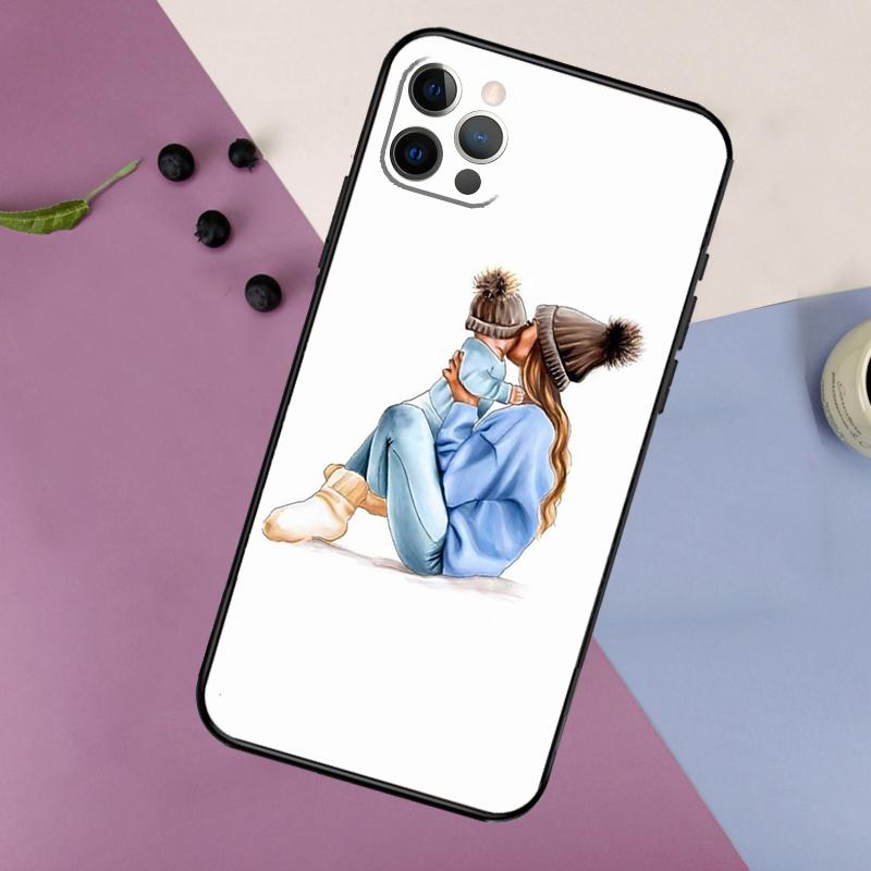 Baby Mom Daughter Girl Son Dad Phone Case For iPhone 16 15 14 13 12 11 17 Pro Max 13 mini 16 Plus 16e 17 Air Bumper Cover