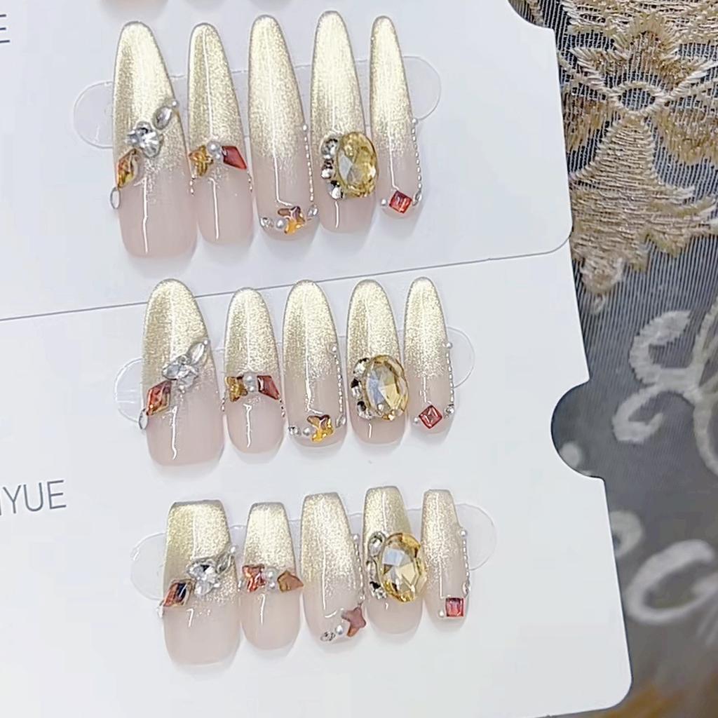 Pure Hand-made Phototherapy Wear Armor Flash Maillard Finished Product Reusable Nail Patches