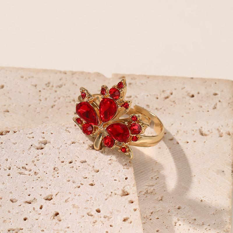 

Новые украшения из красного клена в стиле легкой роскоши, изысканный циркон, универсальное кольцо высокого класса для женщин золотой