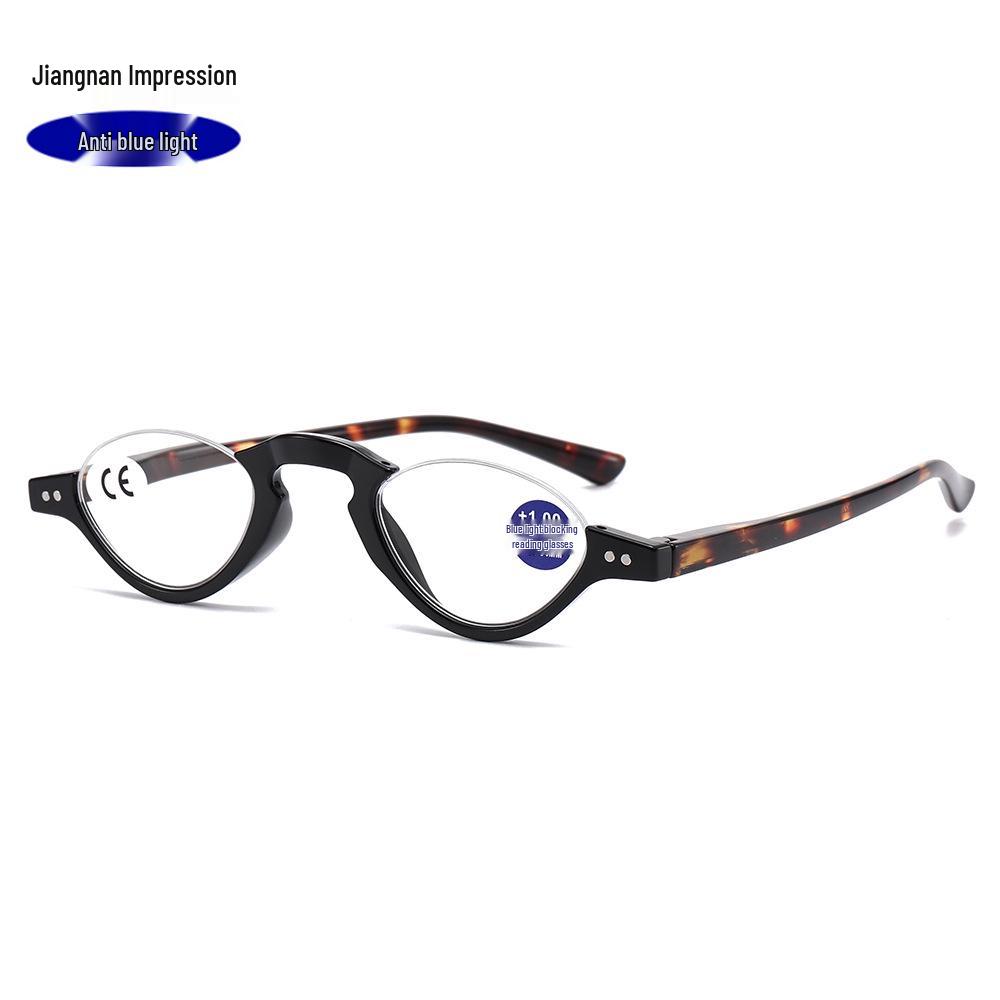 Unisex Retro Halbrand-Lesebrille gegen Blaulicht
