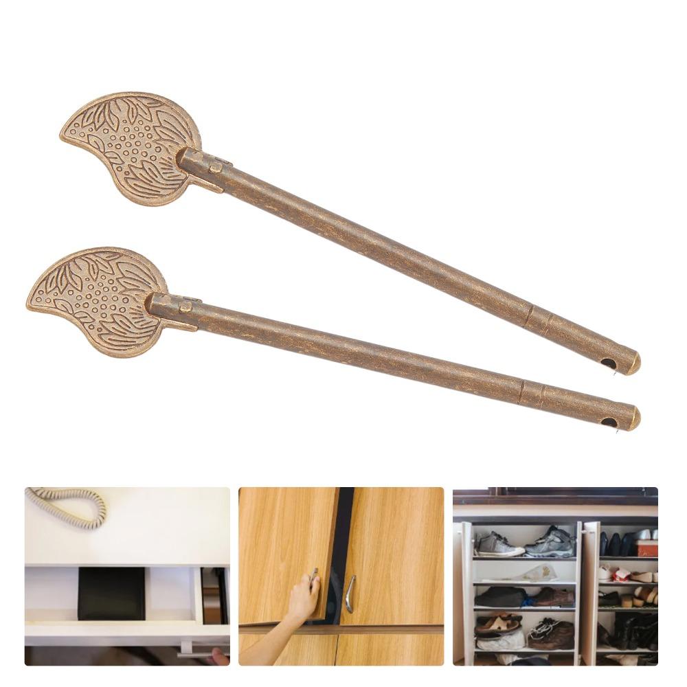 2pcs Leaf Shape Door Latch Locking Pin Brass Box Latch Locking Pin Antique Cabinet Key Latch  Drawer