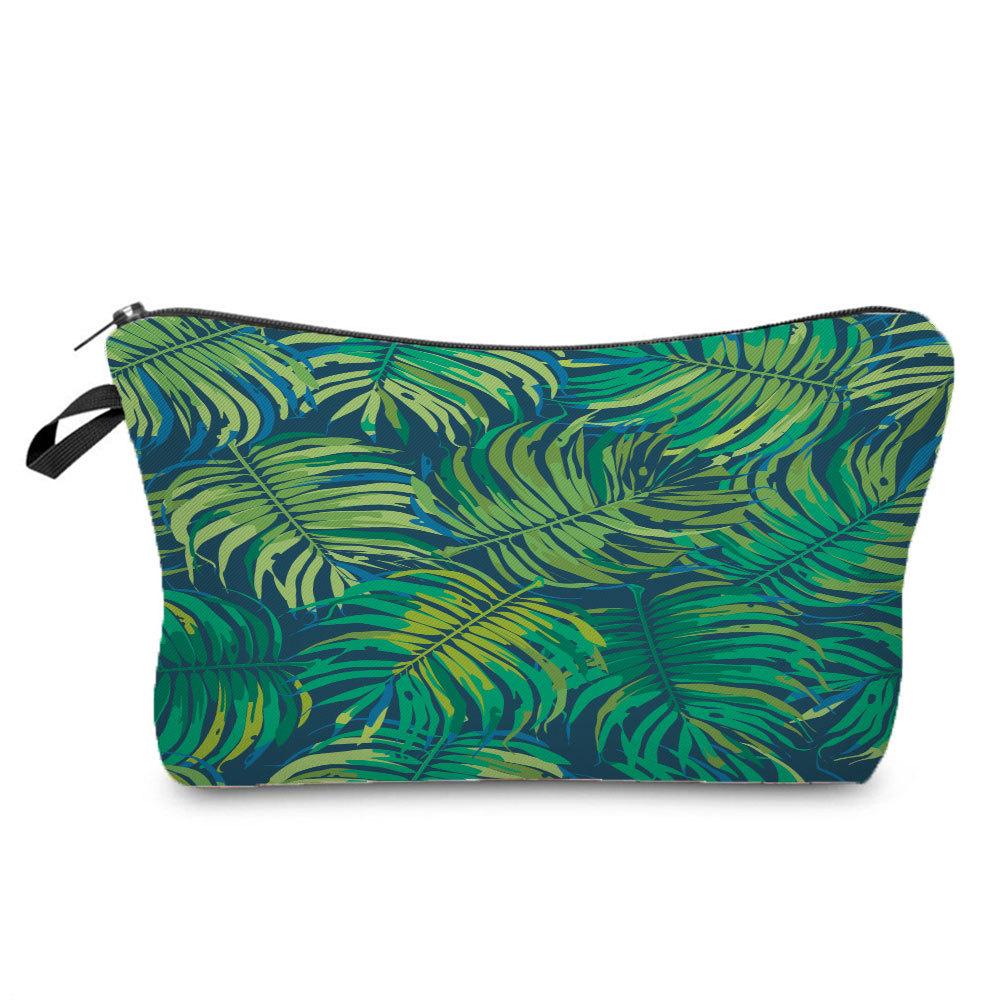 Women Leaves Print Cosmetic Bag Toiletries Organize Travel Storage Case  6395 KTB