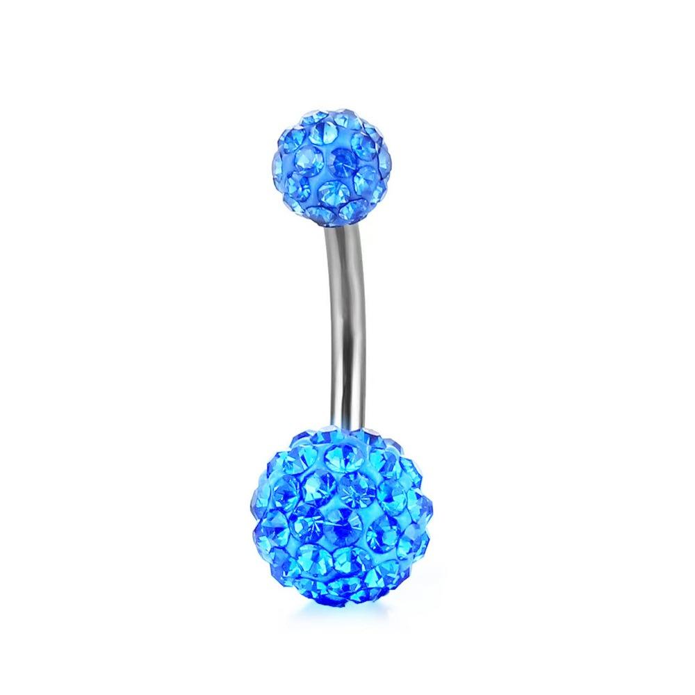 Zircon Crystal Ball Belly Button Rings Stainless Steel Shiny Body Jewelry  Accessories