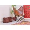 Genuine Brown Leather Butterfly Chair, Retro Lounge Living Room Chair, Outdoor - Indoor Chair, Father's Day Gift