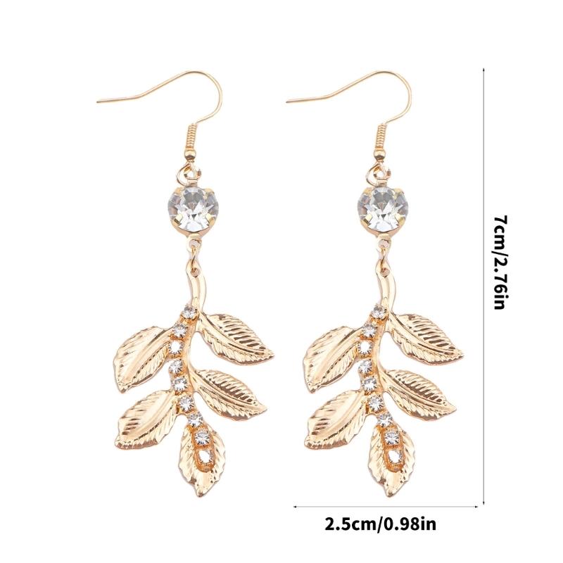 Hanging Leaf Baroque Crystal Drop Earrings Hypoallergenically Metal Jewelry For Sensitive Skin Evening Party Accessories