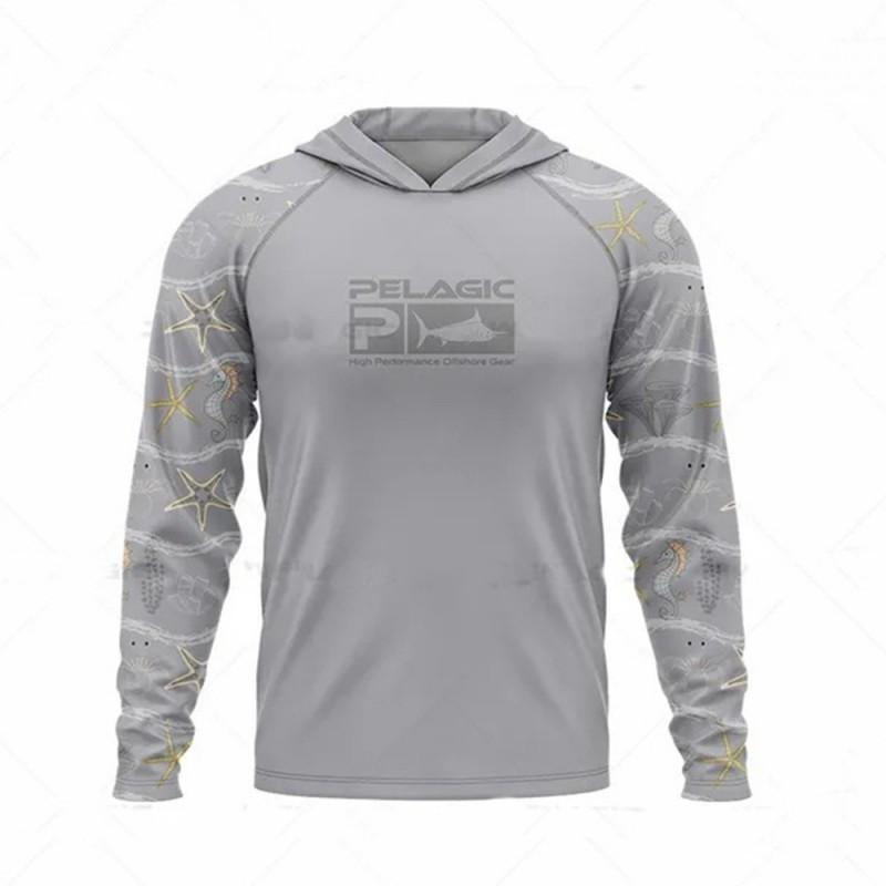 Abbigliamento da Pesca Oceanica Protezione Solare Manica Lunga Protezione UV con Cappuccio UPF50+