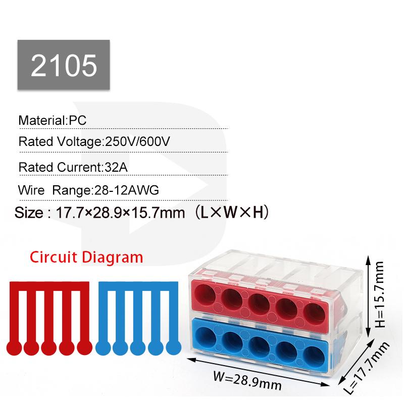 Quick Wire Connectors Compact Mini  Wiring Cable Conector For Home Junction Box Conductors Push-in Terminal Block AWG 28-12