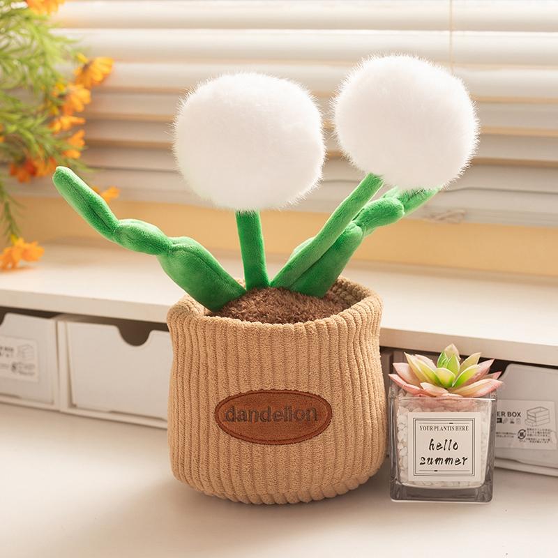 Fleur Artificielle Peluche 30cm Plantes Vertes Pissenlit Poupées Douces Filles Garçons Kawaii Cadeau Noël Décoration Maison 30cm