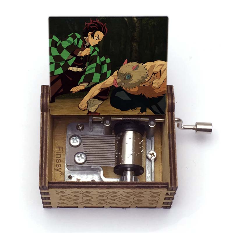 Vintage Gurenge  Music Song Anime Wooden Music Box Hand Crank Christmas Kids Gift (as the picture,Small)