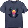 Synthwave T Shirt Retro 80s Neon Sunset City Palm Trees Vaporwave Tee