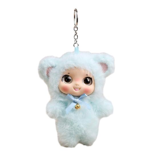 Plush Doll Keychain Cute Vinyl Face Doll Collectible Toy Soft Fluffy Bag Charm for Wallet Backpack Accessory
