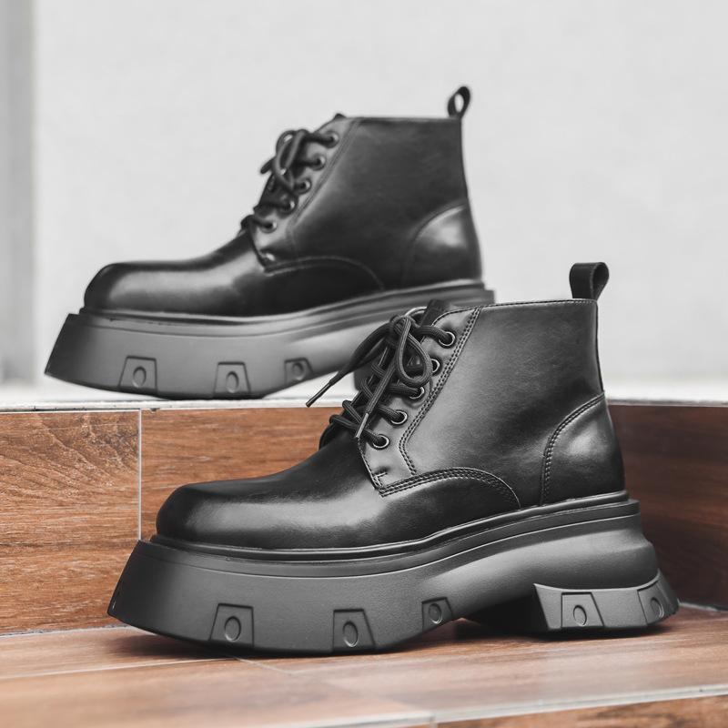 

Ботинки Мартина мужские в британском стиле, локомотивные, красивые, рабочие, челси, дышащие, увеличивающие рост, средней высоты, кожаные туфли 16891-J 38 чёрный