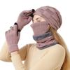 Winter Knitted Scarf Hat Glove Sets for Women Men Skiing Cap Cotton Lining Mask Touch Screen Woolen Gloves Plus Velvet Warm Thicken Beanies