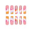 French Style Gradient Press-On Nails With Crushed Glitter Rhinestones Long Wearable Artificial Nail Tips
