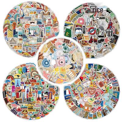 450 vodotěsných cestovních samolepek na notebooky, kufry a skateboardy