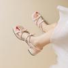 Augustine Thick-heeled Sandals Women's Outer Wear 2025 New Summer French with Skirt Fairy Style Bow Single Shoes