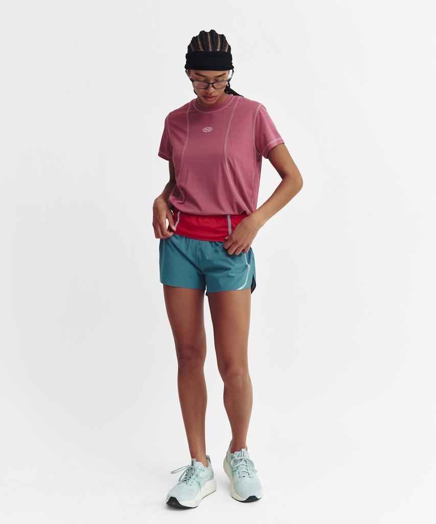 Minasu Sports Fit Contrast Stitch Short Sleeve T Shirt_Pink