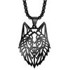 Stainless Steel Hollow Out Vikings Wolf Pendant Punk Male Jewelry Necklace With Chain