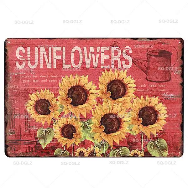 SQDGLZGarden Rules Metal Sign Vintage Metal Plaque Plates Decor For Pub Bar Home Wall Decor Tin Signs Flower Poster Gift