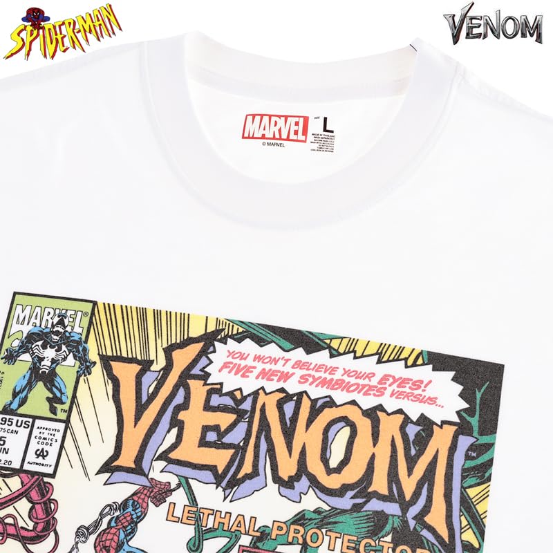 EVERSOUL Marvel VENOM Avengers Short Sleeve T-Shirt, American Comic Book Merchandise, Birthday Gift, Unisex, White, XL Size [Parallel Import]