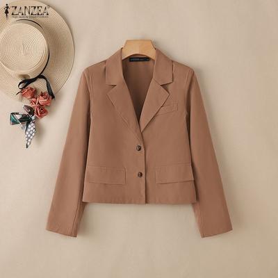 Women Casual Turn Down Collar Long Sleeve Cardigan Blouse