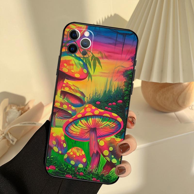 Mushroom Phone Case For iPhone 13 16 15 11 12 14 17 Pro Max 12 mini 15 16 Plus 16e 17 Air Cover Funda