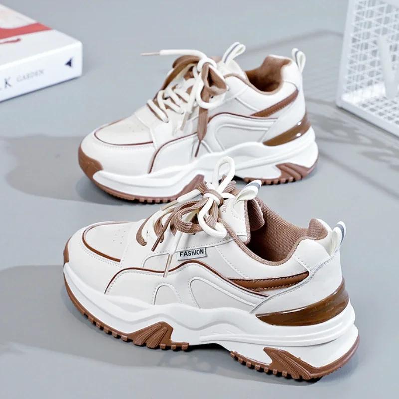 Platform Womens Vulcanized Shoes Breathable Women Sneakers Lace-up Ladies Casual Shoes Classic Chunky Women Shoes Tenis De Mujer