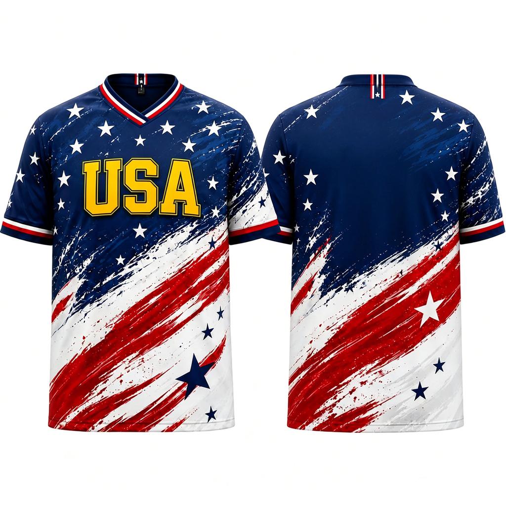 Men's Casual Short Sleeve Shirt V Neck Lightweight Breathable Fabric Athletic Fit Graphic Print Germany Design