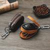 Leather Car Key Case With Double Zipper For Daily Use In Vintage Retro Style