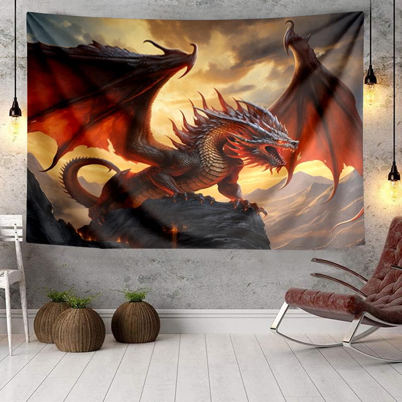 Fiery Dragon Artwork Tapestry Room Decoration Wall Hanging for Living Room Bedroom, dormitory, Birthday and Christmas gifts