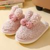 Rabbit ear bow cotton slippers women's winter home couple thickened non-slip soft bottom fluffy thickened warm