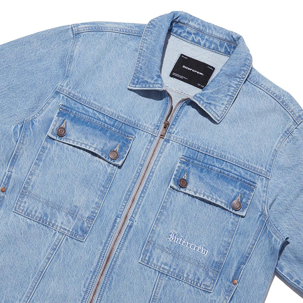 Intercrew [24Ss] Embroidered Denim Trucker Jacket Ity1Ej04Alb