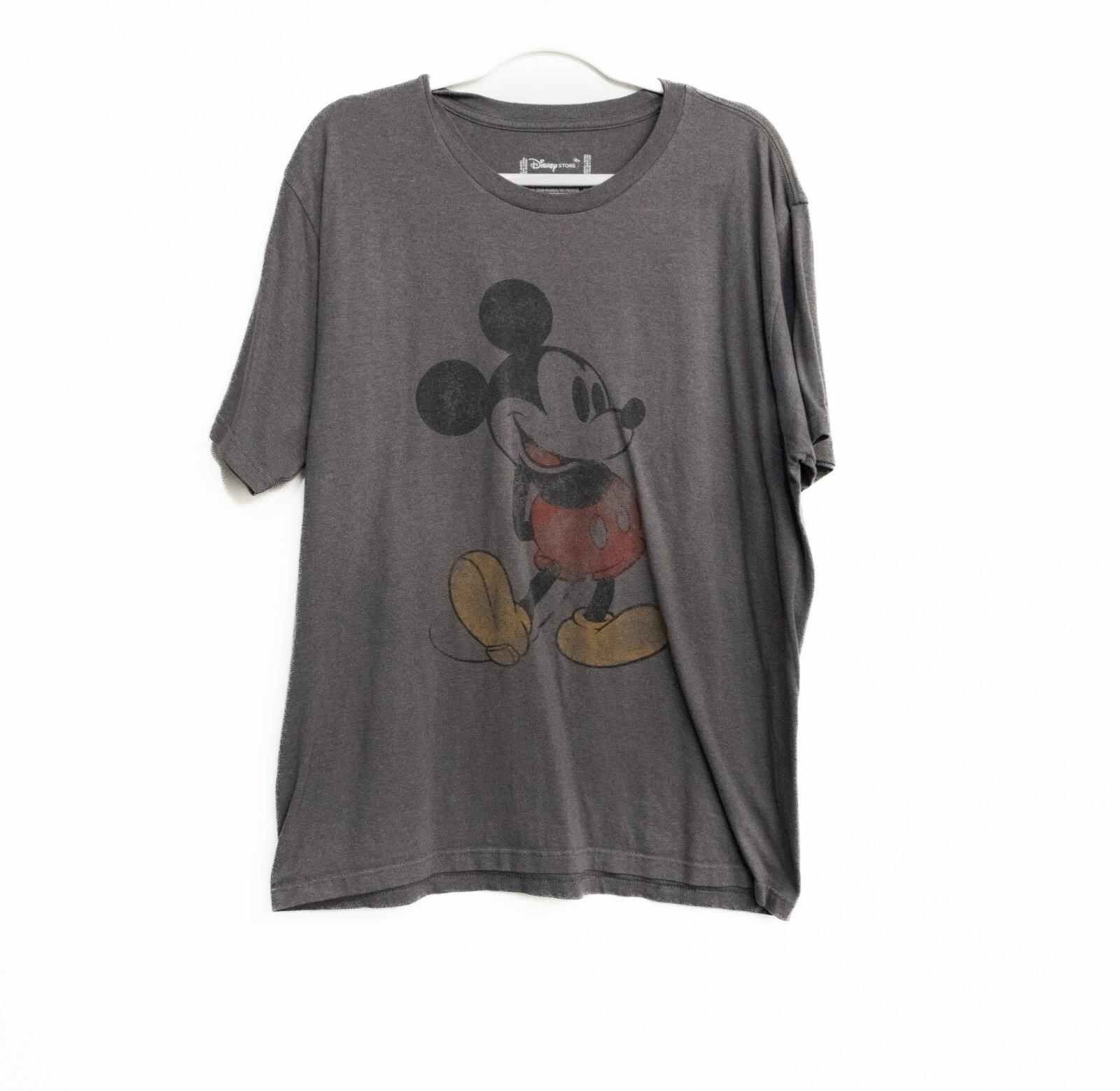 Disney Store Womens Dark Gray Polycotton T-Shirt Mickey Mouse Short Sleeve XL M