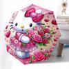 Hello Kitty,Flowers Automatic Folding Umbrella-Simple 8-Rib Design, Bright Cartoon Pattern, Durable Iron Frame, Suitable For Travel, Outdoor