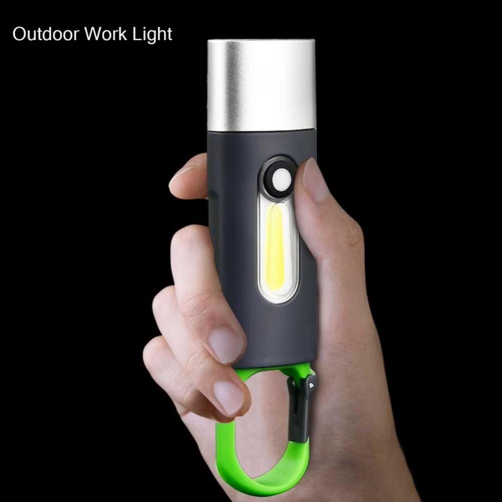 Red Blue Warning Light Zoomable Flashlight Waterproof Zoom in And Out Rechargeable Flashlight Portable Hook Battery Percentage