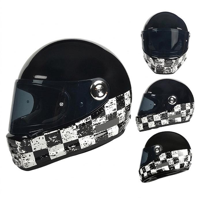 Retro Carbon Fiber Full Face Helmet for Kids - Motorcycle, Cruiser, Scooter