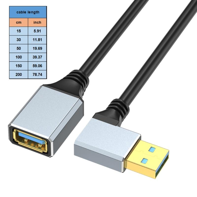 USB 3.0 Extension Cable Right Angle Connectors 5Gbps Data Transfer for Webcams Printers Keyboards Mouse Flash Drive