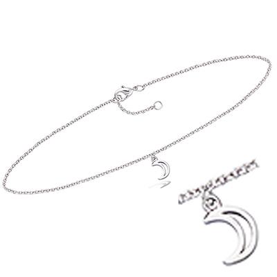 [Q8226] - Silver Ankle Chain 'Luna' Silver (rhodium-plated) - 25 Cm 8x6 Mm