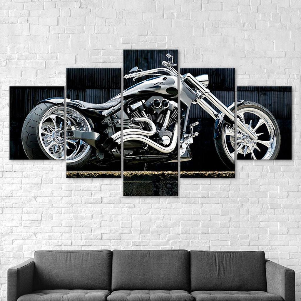 Lienzo de Motocicleta Vintage Clásico de 5 Piezas Impresión de Cinco Paneles Póster de Arte de Pared Moderno Imagen Decoración del Hogar Regalo Para Él Para Ella