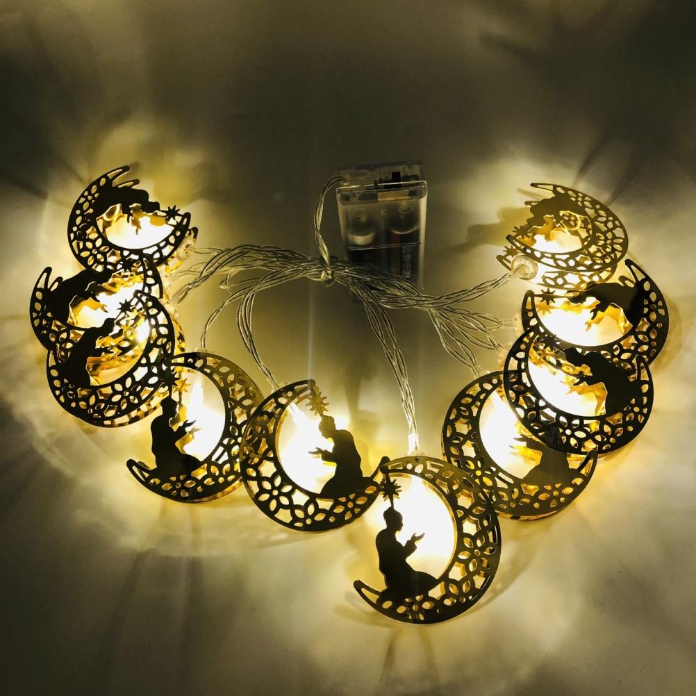 Ramadan Eid Lichterkette Batteriebetrieben Mond Stern Lampe Mubarak Mond LED Lichterkette für Innen