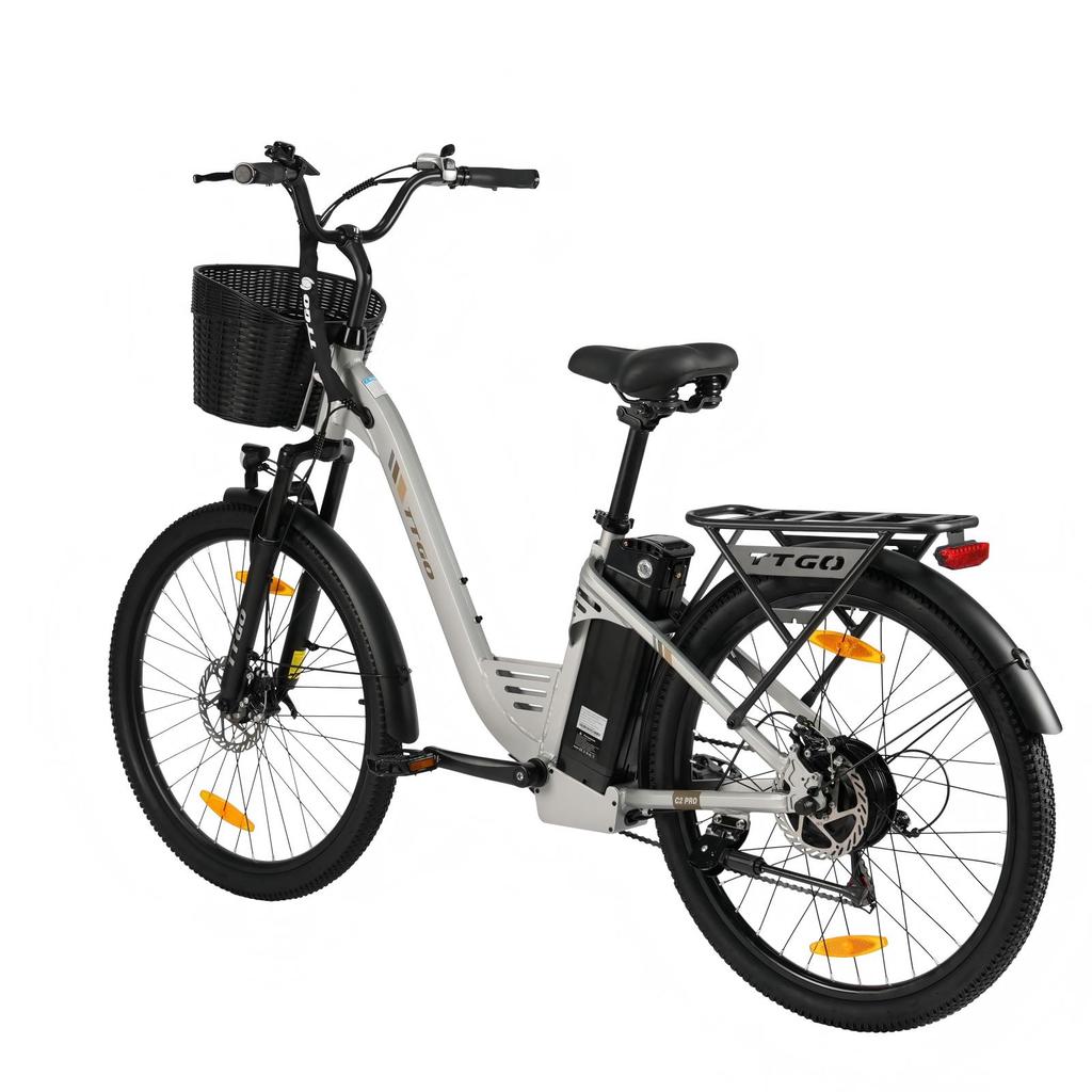 TTGO C2 PRO City Elektrofahrrad, 26-Zoll-Reifen, 250W Motor, 36V18Ah Akku, Geschwindigkeit 25 km/h, Maximale Reichweite 80-120 km, Shimano 7-Gang