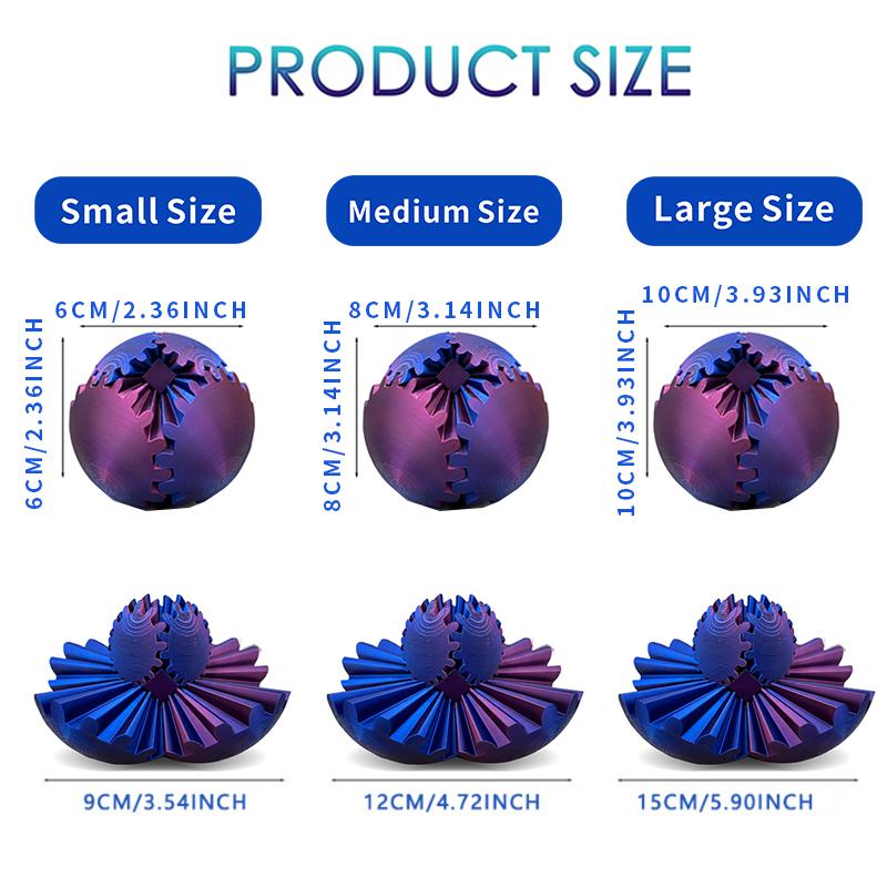 3D Printed Gear Balls Spinning Balls Stress Relief Anxiety Desktop Decorations Desk Toys Gear Balls Annoying Toys