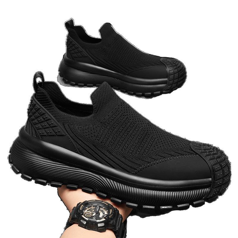 Summer breathable fly-woven mesh mesh shoes outdoor leisure sports black soft-soled trendy shoes