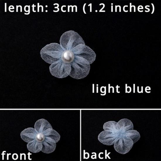 10pcs DIY Chiffon Appliques Flower Shape Beaded Material for Headband Hat Decor