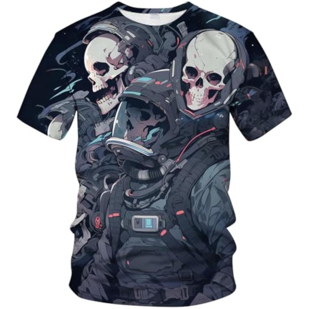 Men's Skull Graphic Tshirt 3D Print Skeleton Shirt for Men Funny Skull Tees Top