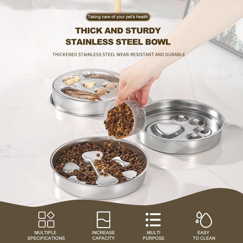 Stainless Steel Non-Slip Slow Feeder Bowl for Dogs and Cats